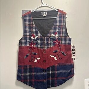 HGNY Men’s Vest Vtg 100% Wool Size Large Tweed